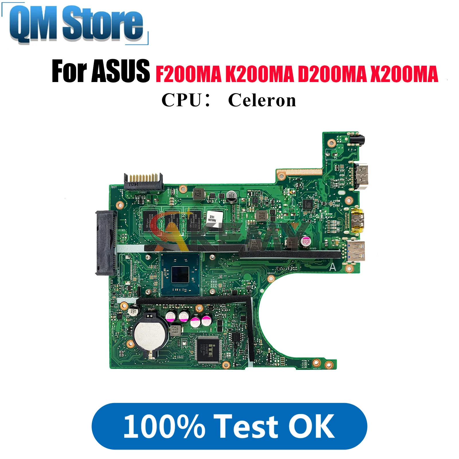

X200MA Laptop Motherboard For ASUS VivoBook D200MA X200MA X200M F200MA K200MA Notebook Mainboard With Celeron CPU 100% tests OK