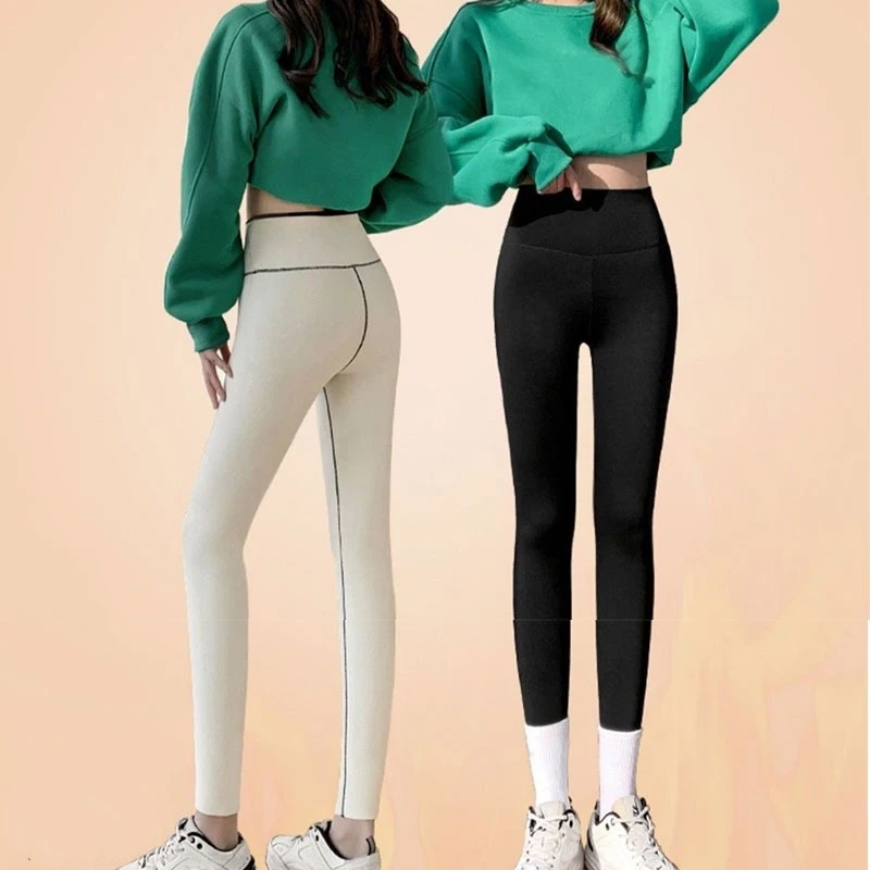 Autumn Winter High Waist Plus Velvet Shark Pants Women Seamless Fleece Warm Leggings Slim Casual Sports Fitness Yoga Leggings image 2