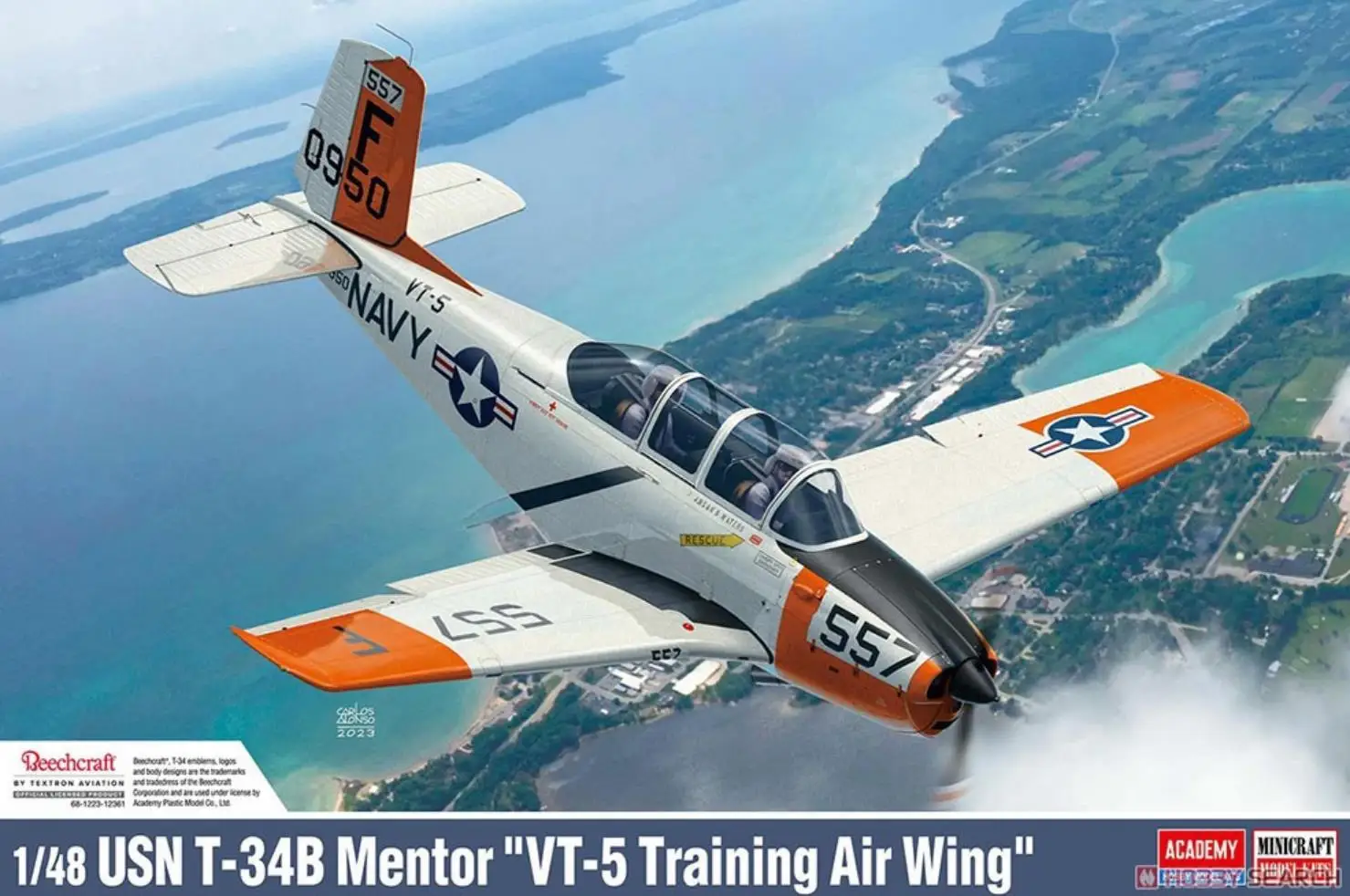 ACADEMY AC12361 1/48 Scale USN T-34B Mentor 'VT-5 Training Air Wing' Model Kit