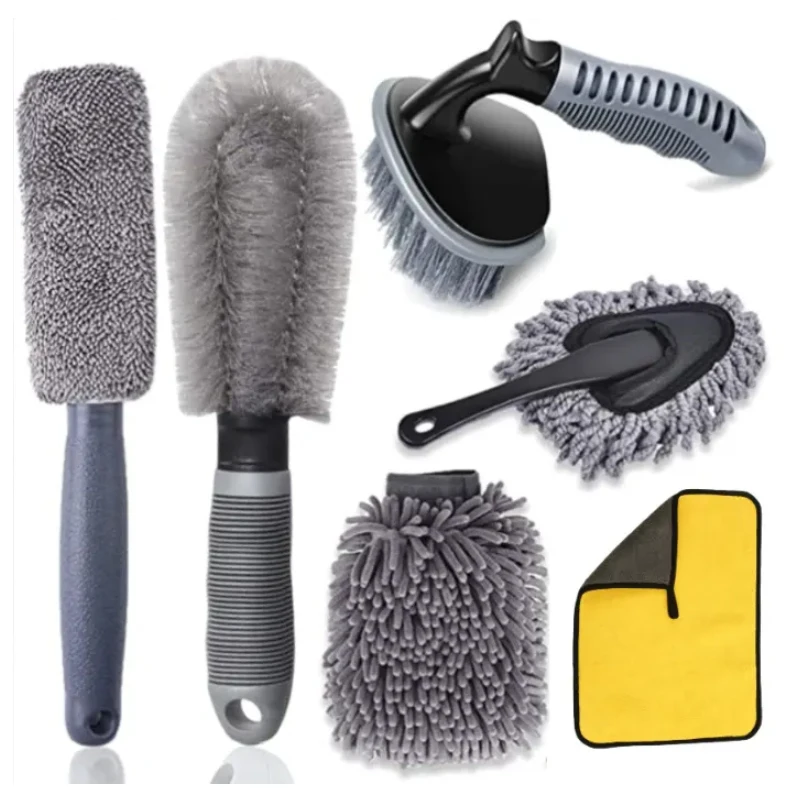 Car Wash Brush Tools Set Car Cleaning Beauty Product Tire Scrubber Wheel Rim Brush Trunk Motorcycle Dust Remover Car Wash Brush