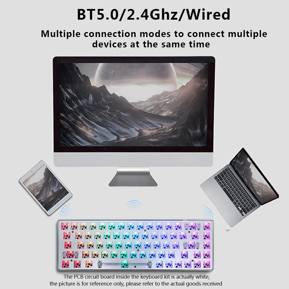 GKS68 Hot Swap Customized RGB Mechanical Keyboard Kit 2.4Ghz Wireless Bluetooth 3 Mode Support DIY Lights Toning Keyboard Kit