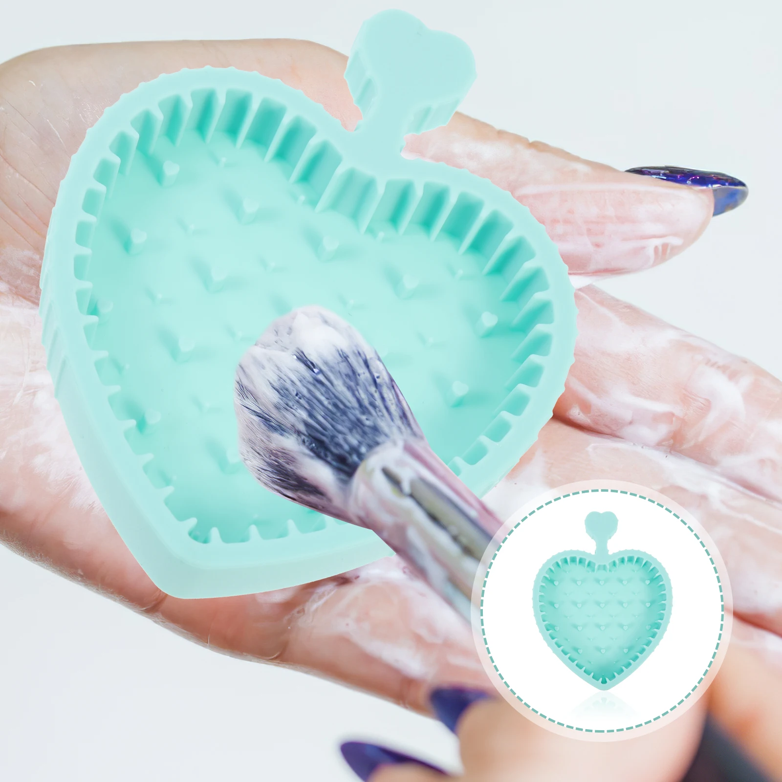 

Shaped Silicone Makeup Brush Cleaning Pad Foldable Elastic Mat Scrubber Non-Deformable Handheld Design For Eyeshadow Brow