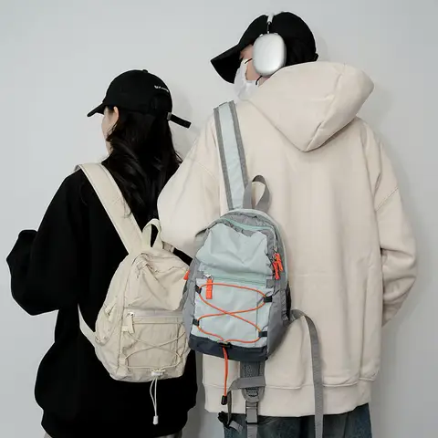 남여 야외 배낭, Drawstring 미니 캐주얼 가방 경량 다목적 하이킹 가방 패션 남성과 여성 여행 작은 배낭