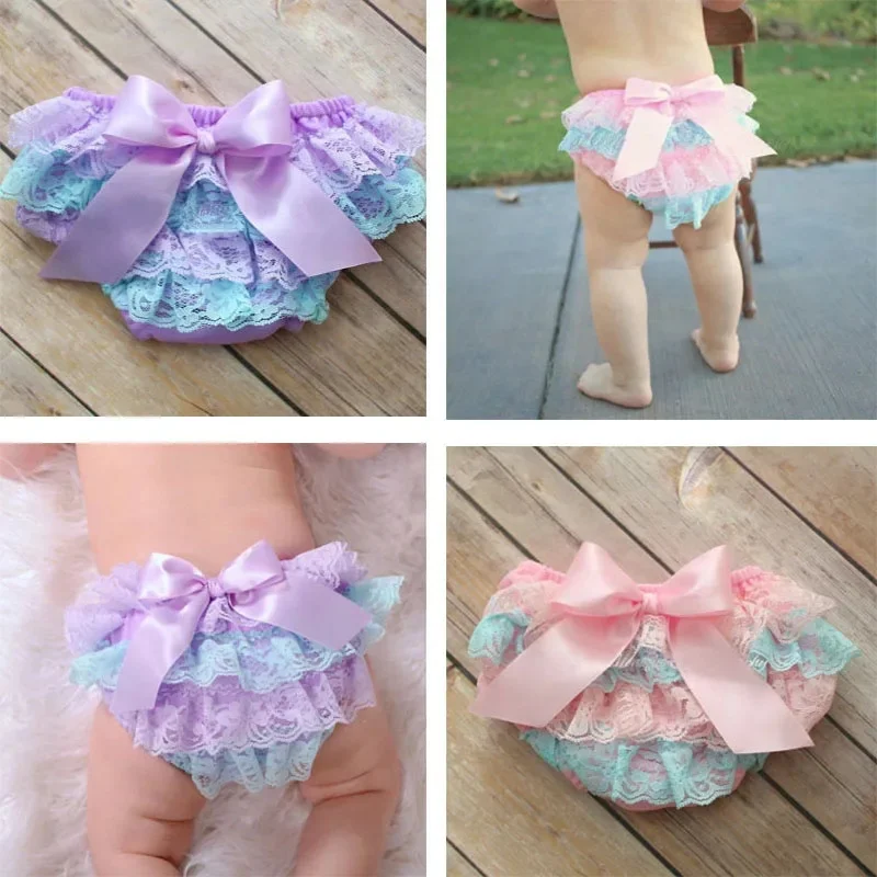 Toddler ruffle panties Girl\'s Underwear Babys Briefs Cotton Fabric Lace Butterfly diaper cover ruffle baby Trousers knickers