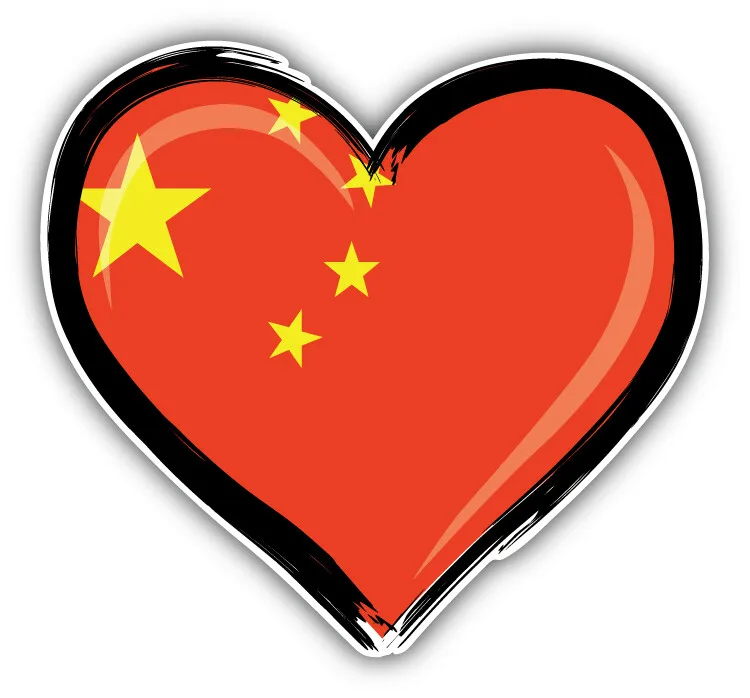 China Flag Grunge Glossy Heart PVC Sticker For Vehicle Window Toolbox And Laptop Personal Accessories Decoration Decal
