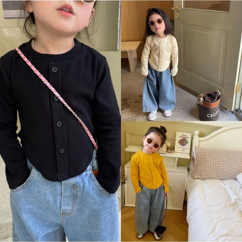 

Hnq-Girls' Long Bottoming Shirt Autumn Children's All-Match Top3-8Children's Clothing One Piece Dropshipping