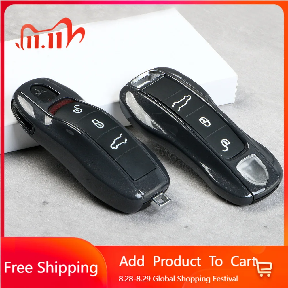 

Внутренние наклейки, чехол для ключей, серый агат для Porsche Macan 718 911, Panamera Cayenne Taycan, защитный чехол для автомобильного ключа, пульт дистанционного управления