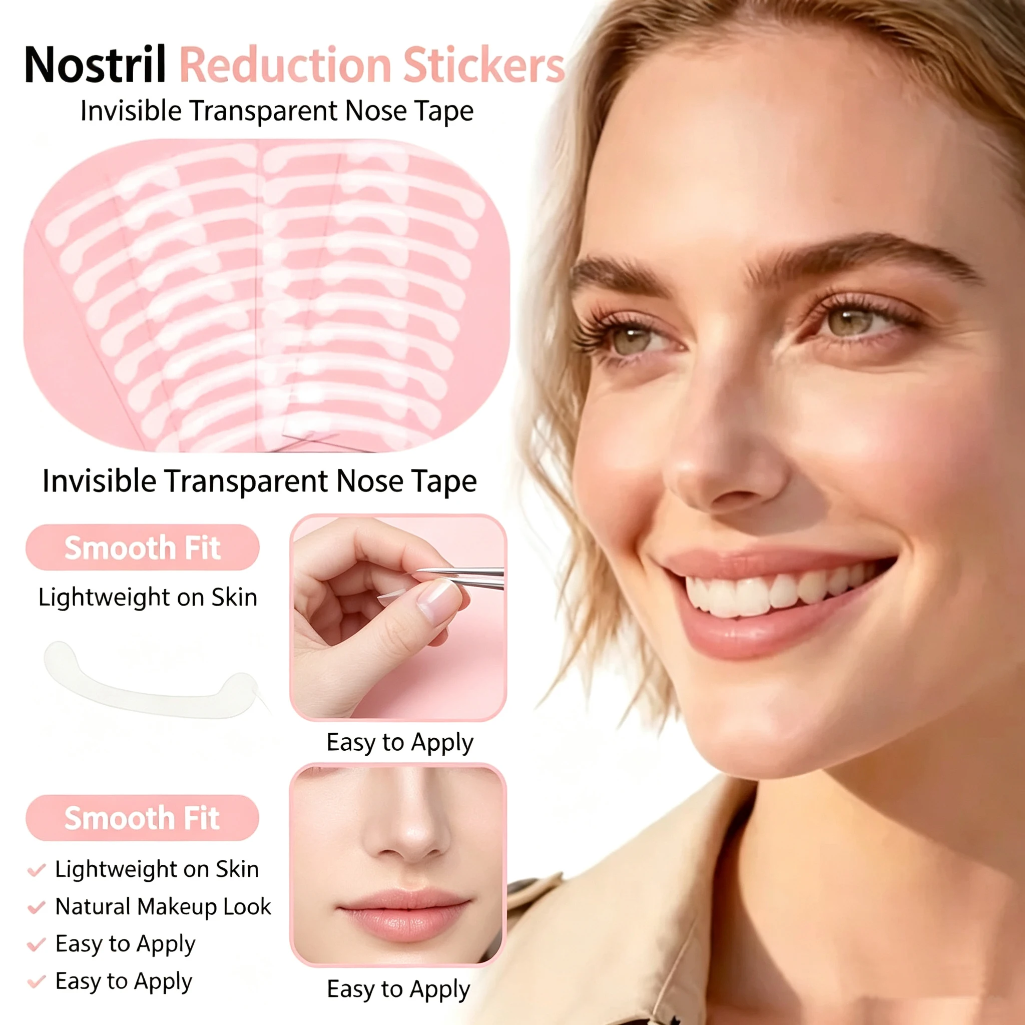 Invisible Nostril Reduction Stickers Transparent Narrow Nose Wing Tape Natural Waterproof Thin Nasal Contour Lift Makeup Tool