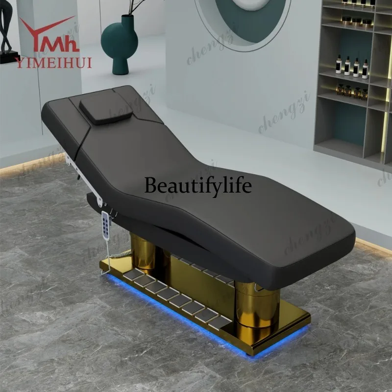 TTT Luxcuy Cosmetic 4 motors Massage Treatment Tables Facial Spa Recliner Electric Curved Lash Beauty Bed 5