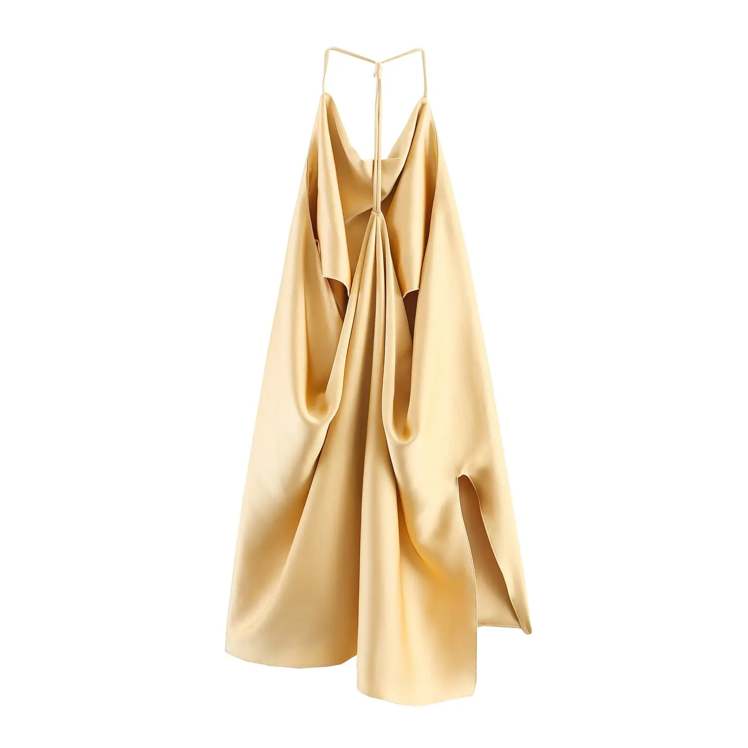 Top da donna Faionable Satin Feel con colletto Ne appeso e pantaloni gonfi Autunno New Sle Set in due pezzi in fibra di poliestere