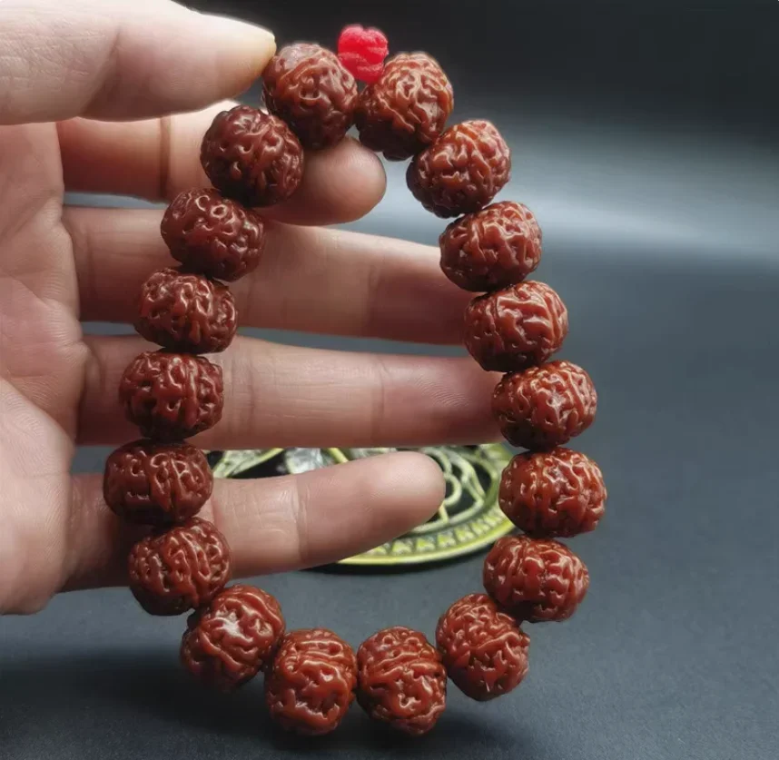 

Nepal Six Petal Dwarf Pile Diamond Bodhi Seed Machine Brushing Jade Pan Dragon Pattern Recitation Buddha Bead Bracelet Men's