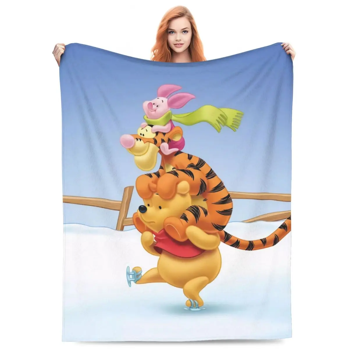 Winnie The Pooh With Tigger And Piglet Blankets Airplane Travel Flannel Bedding Throws For Couch Bed Warm Bedspread Gift Idea