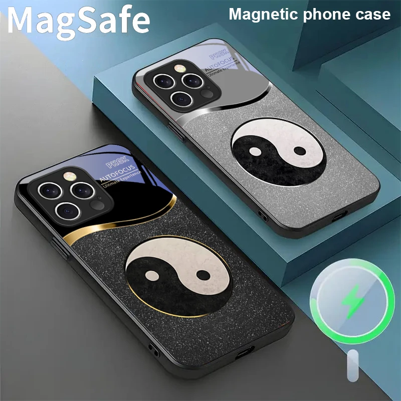 

New Tai Chi Diagram For iPhone 16E 15 Pro 14 13 Plus 12 mini 11 15Pro 14Max XR Xs X 7 8 16Plus 16 E Magsafe Glass Phone Case