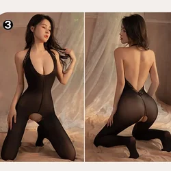 Hot Sexy Bodystocking Open Crotch Fetish Porno Sexi Women Crochless Teddy Lingerie Bodysuit Sexy Erotic Underwear Baby Doll