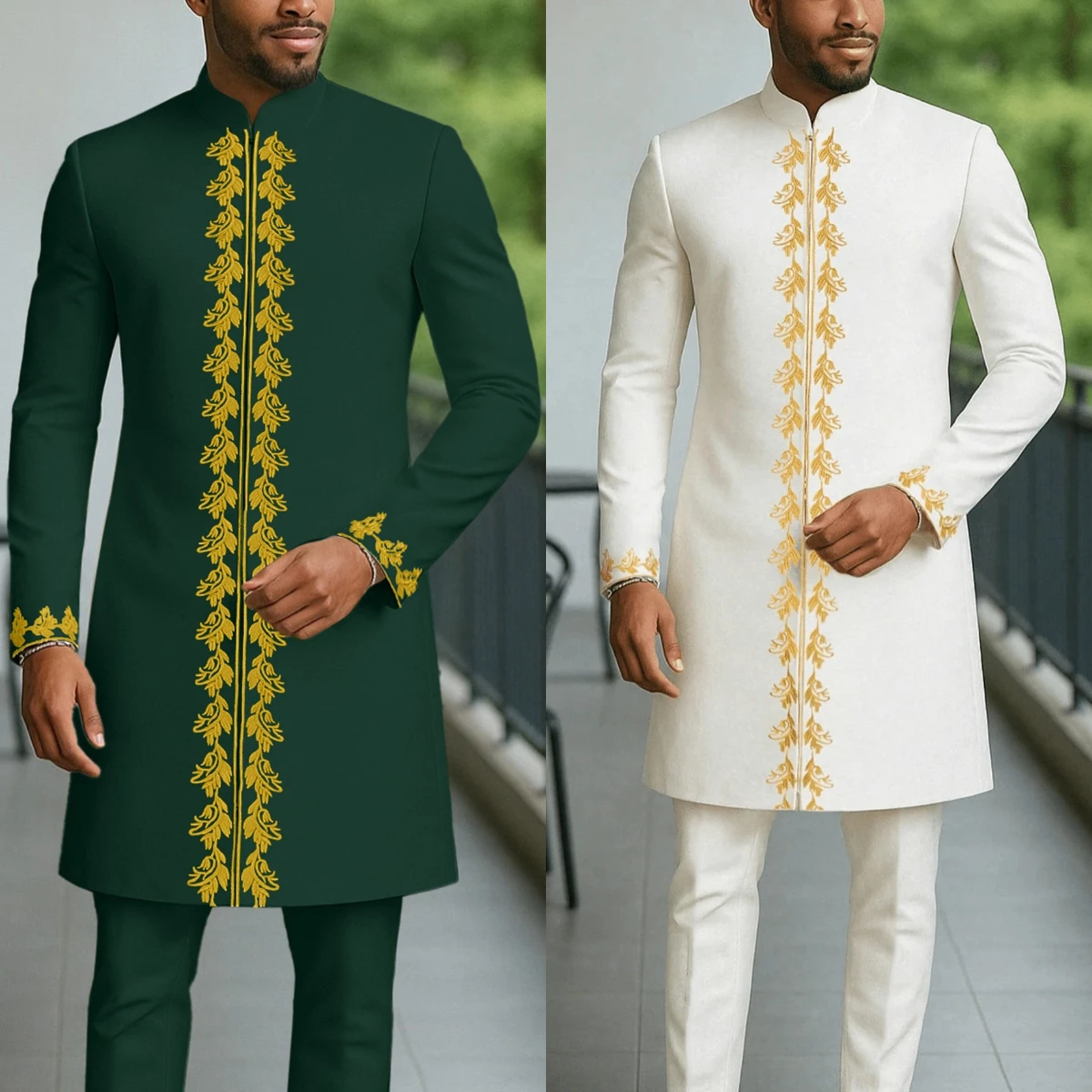 Men'S Fashion Luxury Brands - ชุดดาชิกิผู้ชายแบบใหม่ ชุดเซ็ต 2 ชิ้น กางเกงขายาว ชุดประจำชาติแอฟริกัน