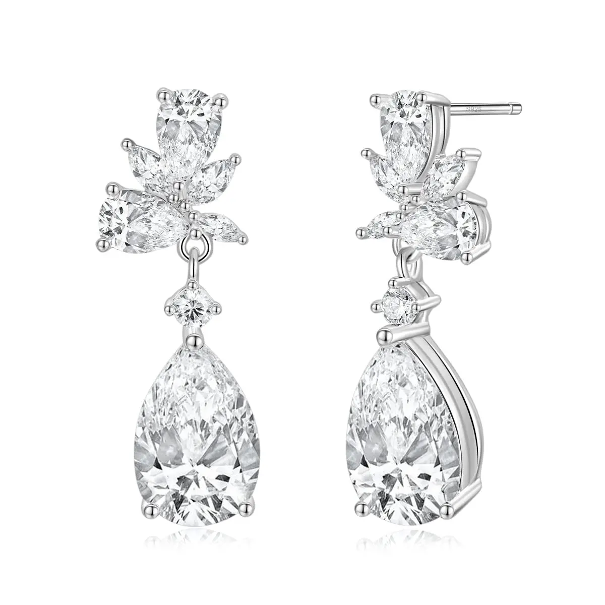 

Teardrop Cubic Zirconia Dangle Earrings For Women Bridal Prom Bridesmaid