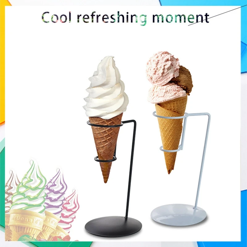 Iron Ice Cream Cone Holder Ice Cream Stands Ice Cream Rack with Base Display