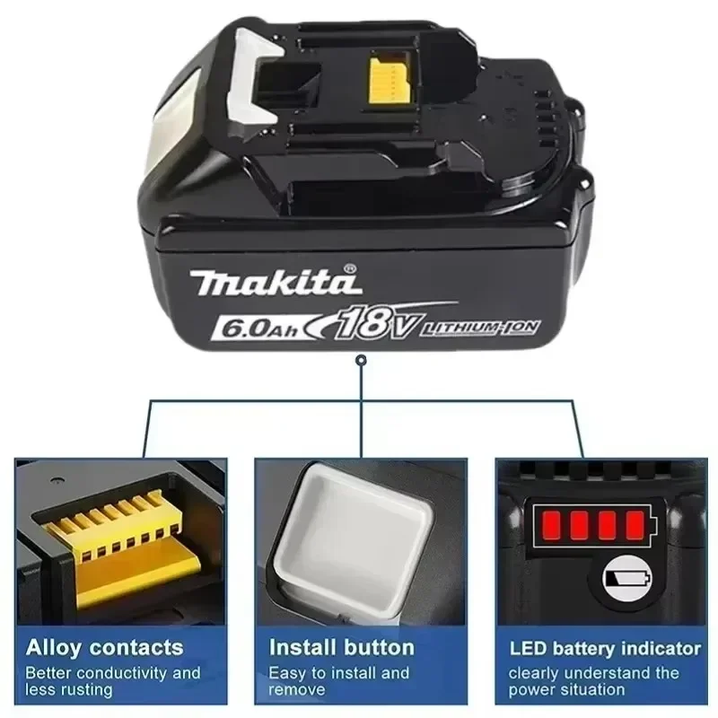 100% originale Makita 6Ah per batteria Makita 18V, batteriamakita 18 v, batteria al litio sostitutiva BL1830B BL1850B BL1840