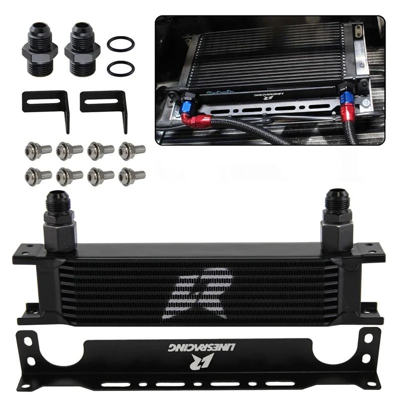 Universal 7/9/13/16 Rows Engine Oil Cooler with 2 PCS 8AN & 10AN Hose Fittings & Mount Bracket