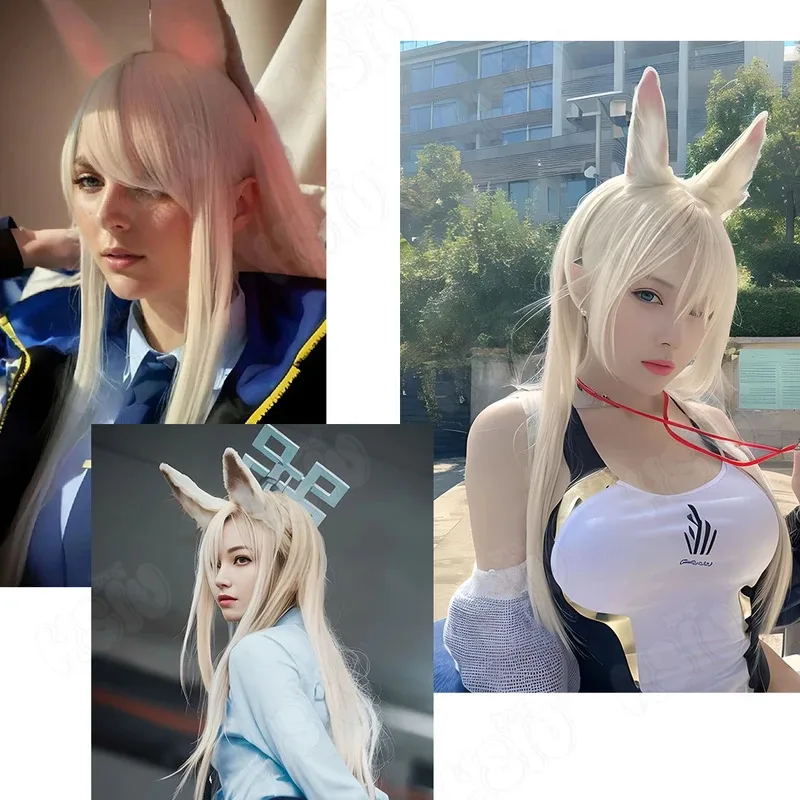 Парик для косплея Kanna Ogata HSIU 80 см, бежевые длинные волосы, термостойкий синтетический парик + шапочка для парика, игровой синий архив, парик для косплея Kanna Ogata