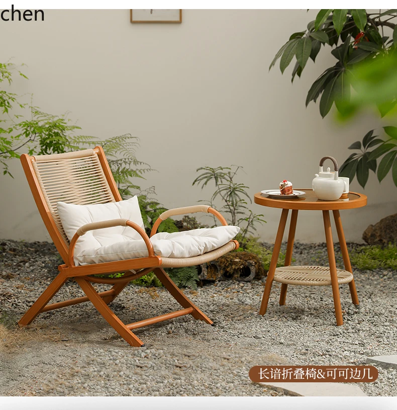 ZML Balcony Small Tables and Chairs Outdoor  and Chairs Lunch Break Reclining Chairs Courtyard Garden Folding Tables and