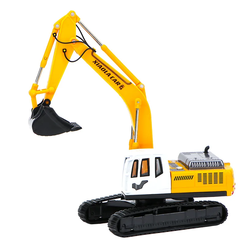 Alloy Excavator Toy Car Model para crianças, puxar para trás, simulação engenharia, presentes para meninos