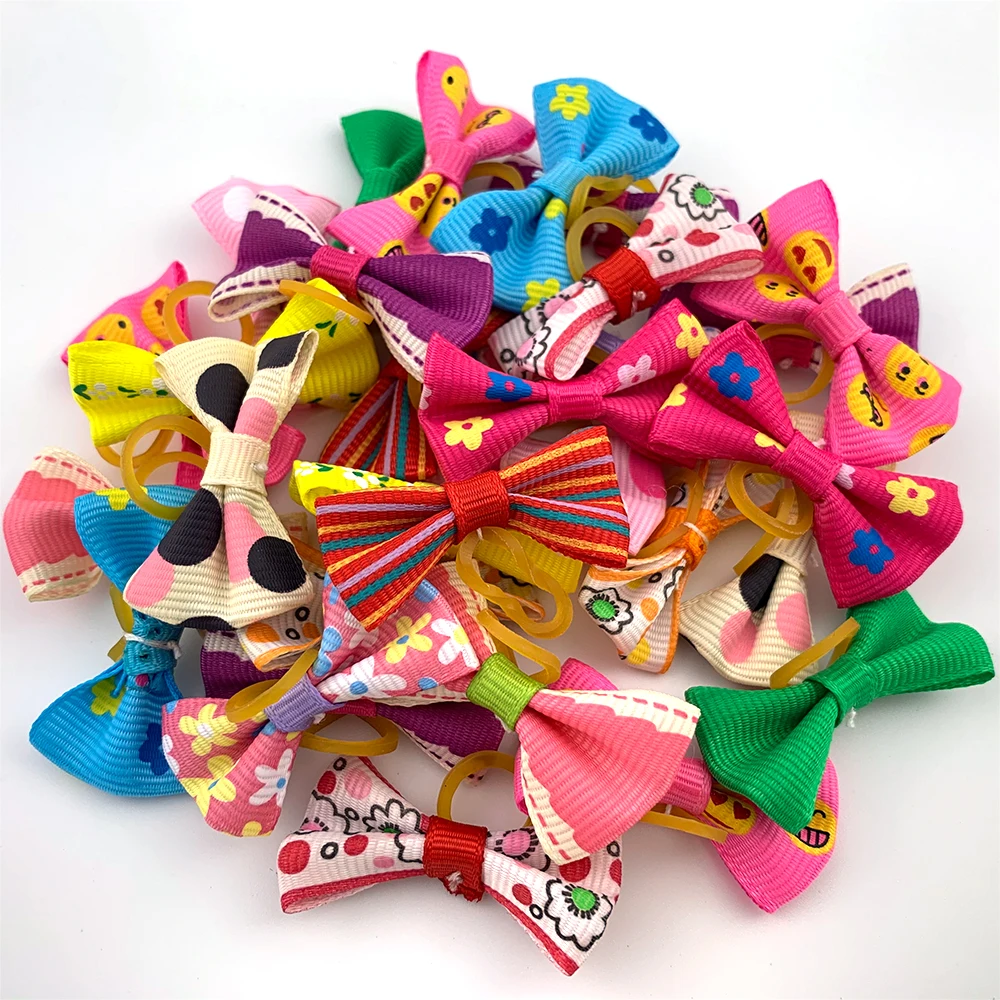 10/20/30pcs Pet Accessories Dog Hair Bows Mix Colours Small Dog Hair Rubber Bands Cats Dogs Grooming Christmas Bows Pet Headwear