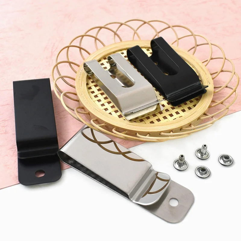 

5/10/20Pcs Meetee Metal Belt Clip Buckle Spring Clasp Holster Sheath Waistband Wallet Pocket Double Holes Screw Rivet Hook Loops