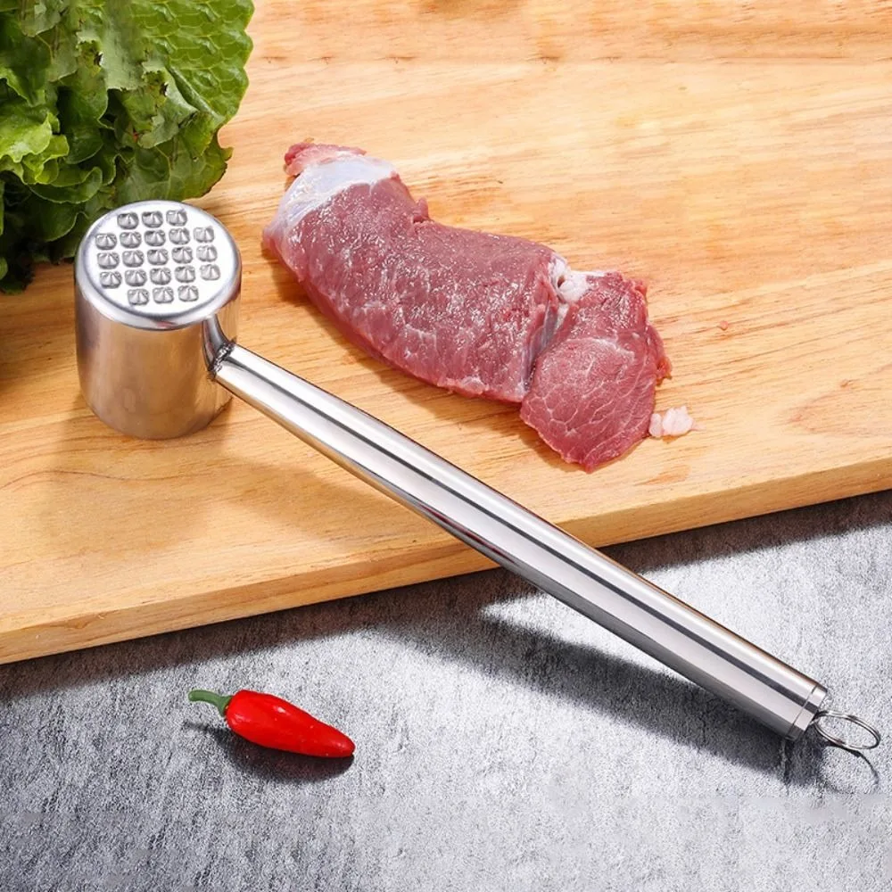Stainless Steel Dual-head Use Meat Tenderizer Hanging Rust-proof Meat Knocker Professional Corrosion-resistant Meat Beat Hammer