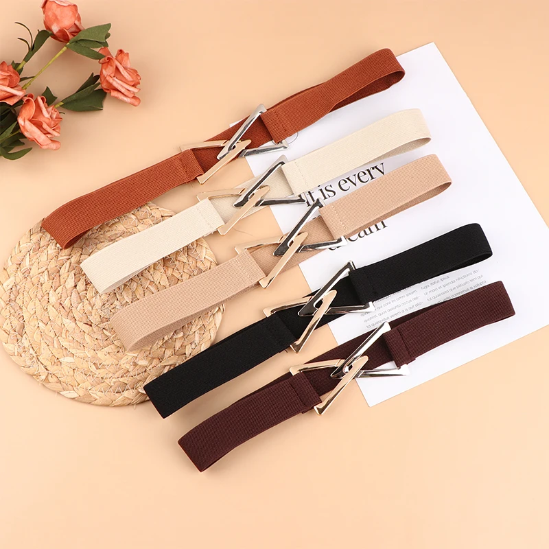 Fashion Triangle Buckle Belt Women's Decorative Elastic Belt Dress Sweater Set Multi functional Fashion Belt