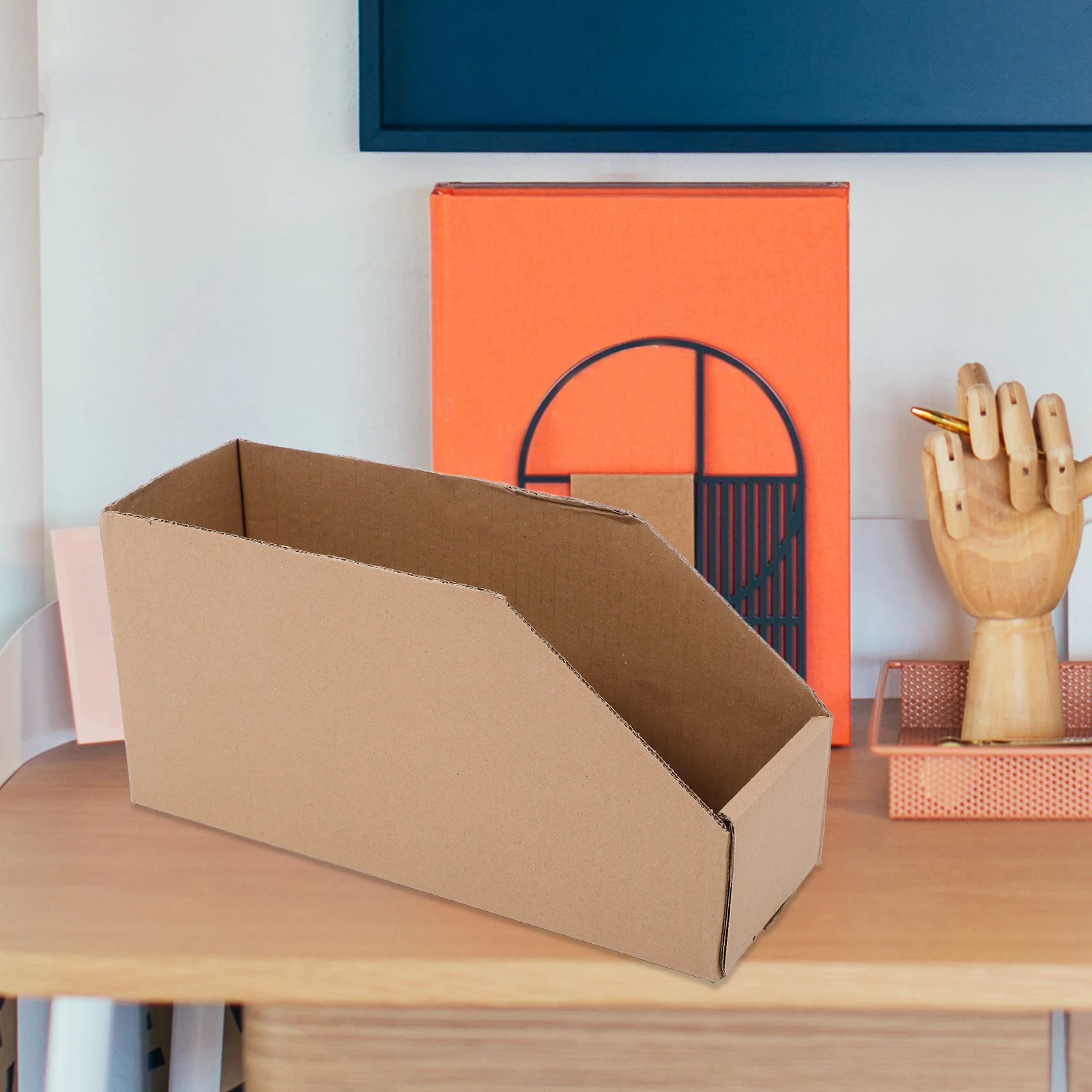 

5pcs Cardboard Storage Boxes Light Brown Small Bin for Sorting Packaging Moving Corrugated Boxes Household Organization