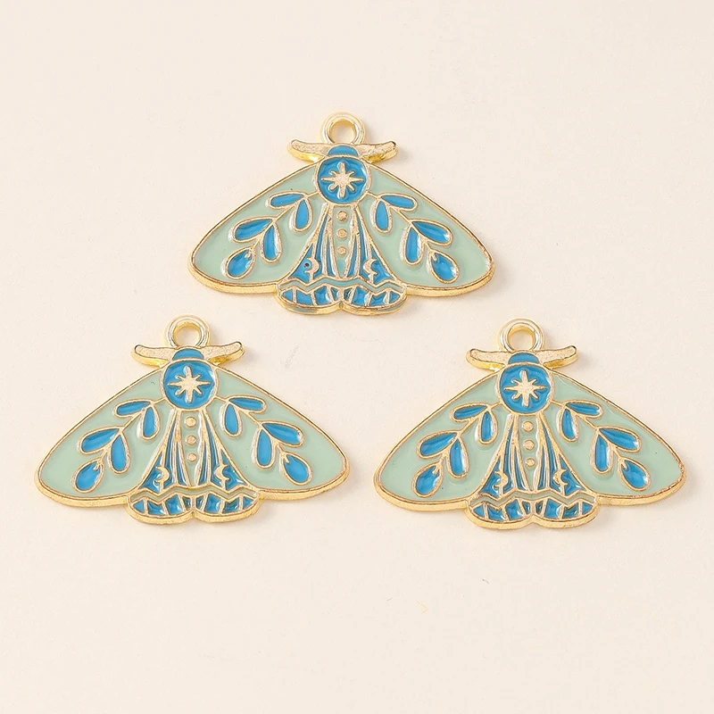 Leslie 10 Stück schöne Emaille-Insektenblume, Mond, Stern, Motte, Schmetterling, Charms für Ohrringe, Halskette, Schmuckherstellung, Zubehör – Detail 10