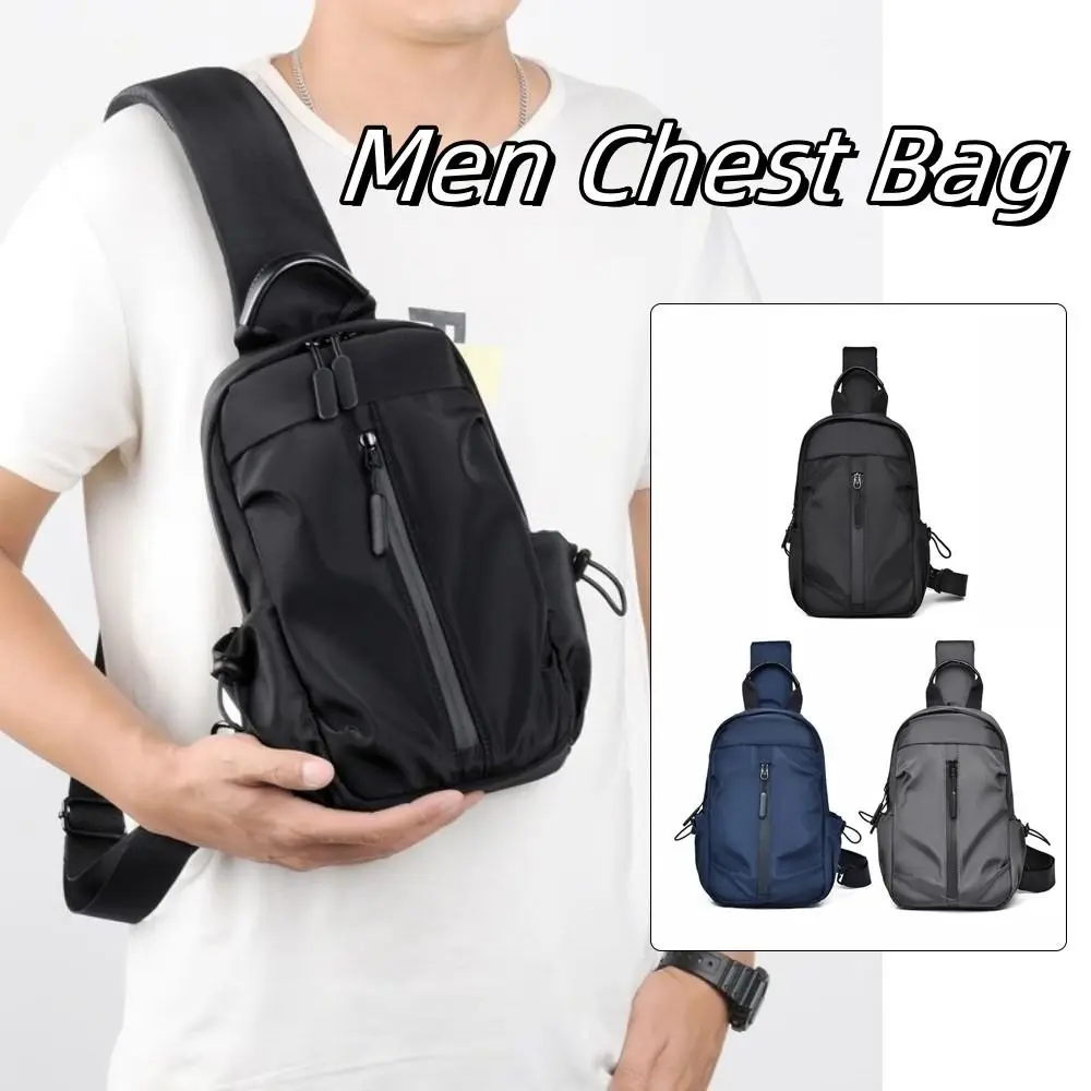 

Casual Oxford Men's Chest Bag Solid Color Large Capacity Sports Crossbody Bag Leisure Multifunction Nylon Shoulder Bag Outdoor