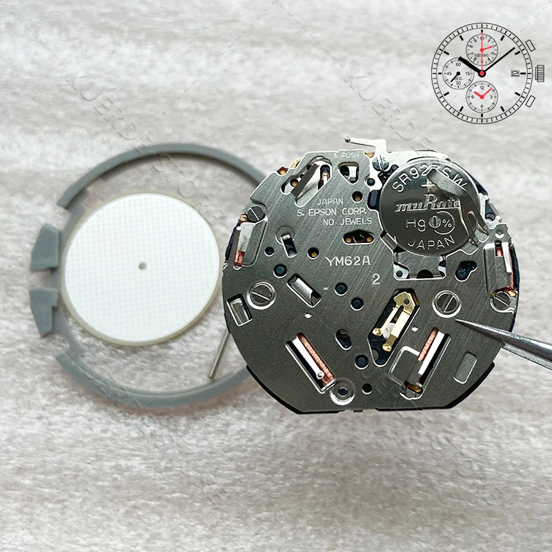 العلامة التجارية الجديدة اليابان YM62A حركة استبدال 7T62A حركة YM62 كوارتز ساعة يد تعمل بالحركة الملحقات عرض التاريخ في الساعة 3:00 مع البطارية
