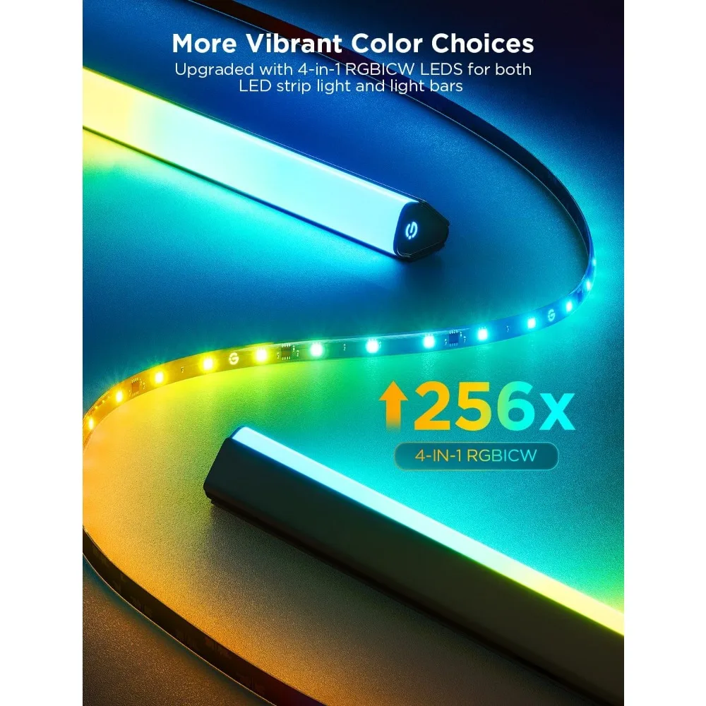 مجموعة إضاءة خلفية للتلفاز من Govee 3 Lite، أضواء شريط LED لتلفزيون Wi-Fi بطول 11.8 أقدام RGBICW لأجهزة التلفاز مقاس 55 بوصة مع كاميرا وشريط إضاءة ذكي مقاس 15 بوصة #6