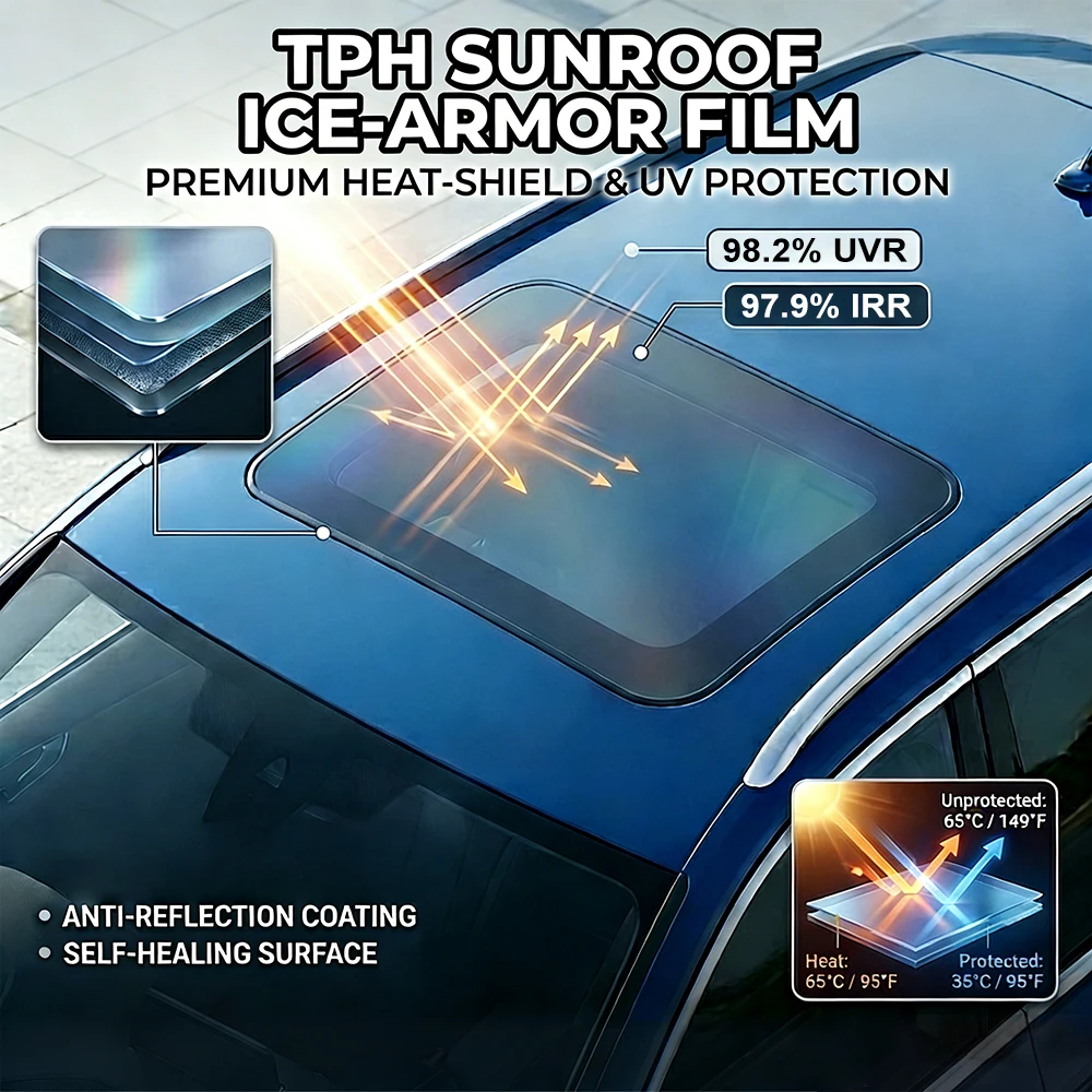 

7.5mil TPH PPF Car Skylight Sunroof Film Heat Insulation Anti-UV Anti-Scratch Protective Film Universal for All Cars Sunroof