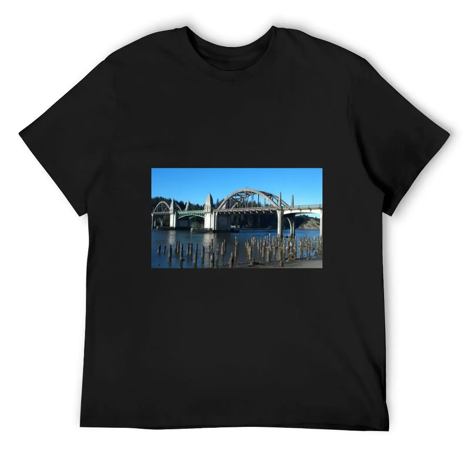 Siuslaw Bridge T-Shirt blue archive aesthetic clothes summer top custom shirt mens designer clothes