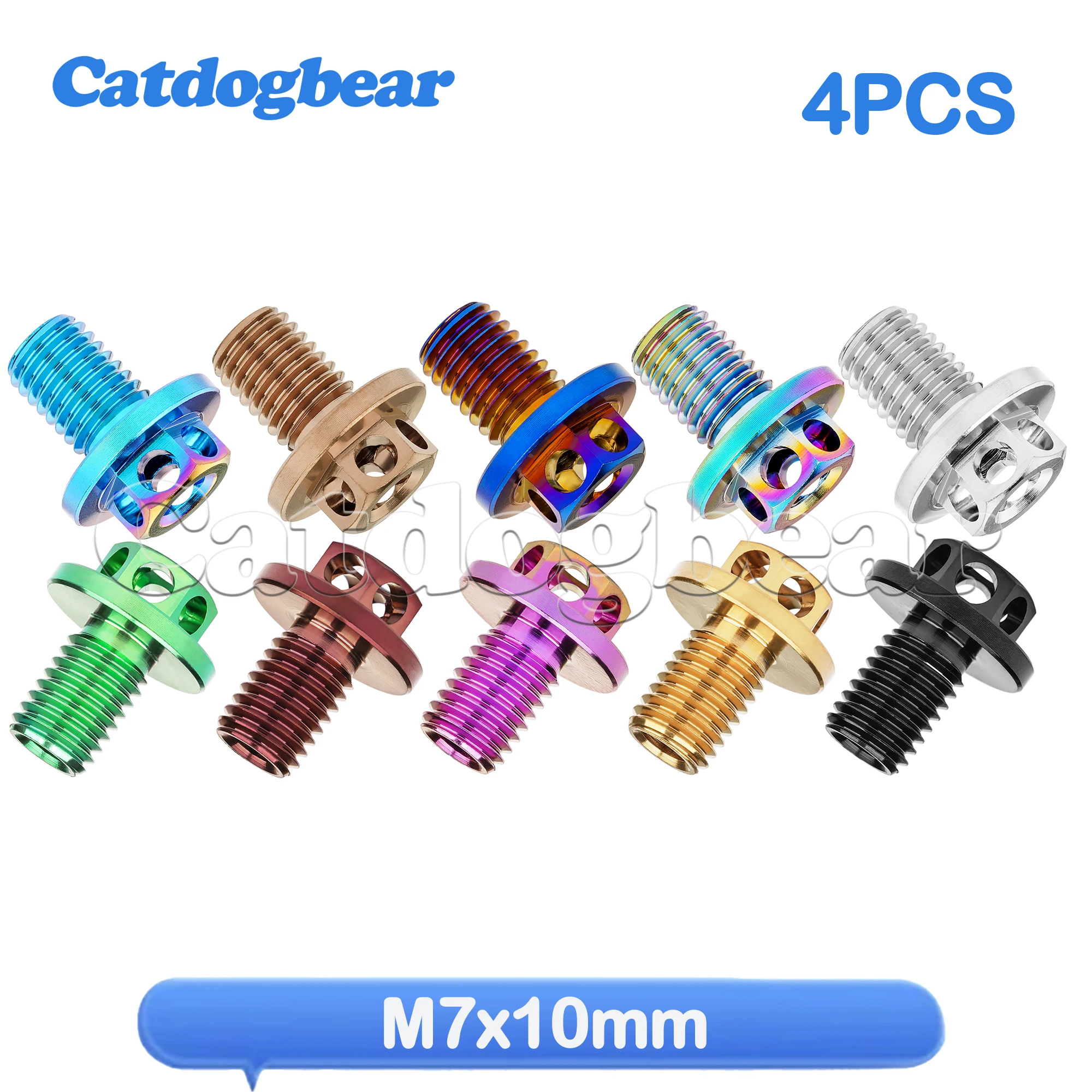 Catdogbear Titanium Bolt 4pcs M7X10mmwith Hole Screws for Oil Line Connections For Motorcycles