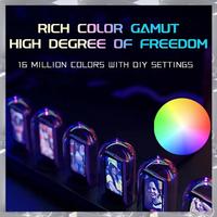 Hot Selling-DIY LED Nixie Tube Clock RGB IPS Color Screen Digital Clock Glows WIFI Analog Clocks For Esports Game Desktop Decor,