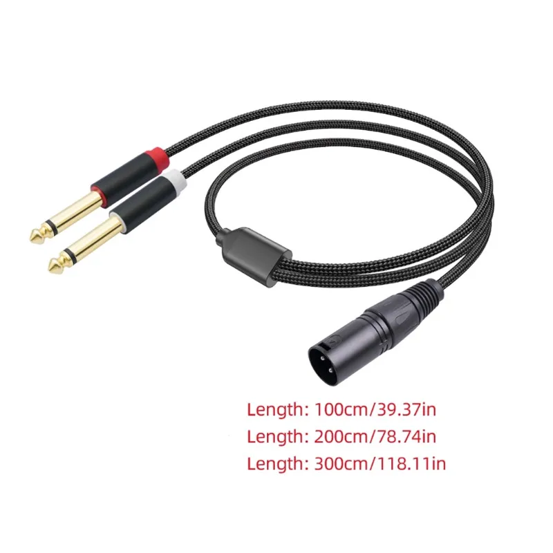 3-Pin XLR Female to Dual 6.35mm Mono Audio Cable TS 1/4 Jack Stereo Aux Cord 6.35 mm Plug to XLR Male Y Splitter Wire Adapter