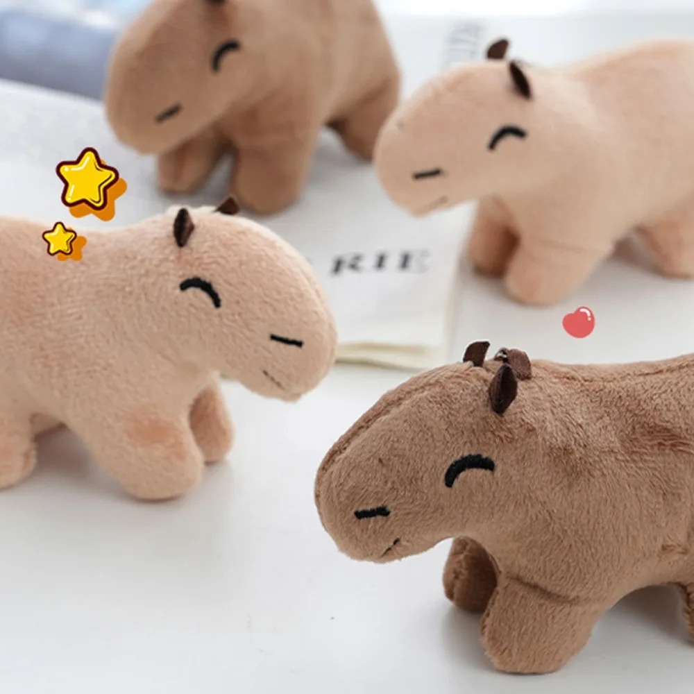 Reallilfe Capybara Capybara Plush Keychain Cartoon Khaki Stuffed Animals Keyring Cute Brown Capybara Plush Keyring Key Chain