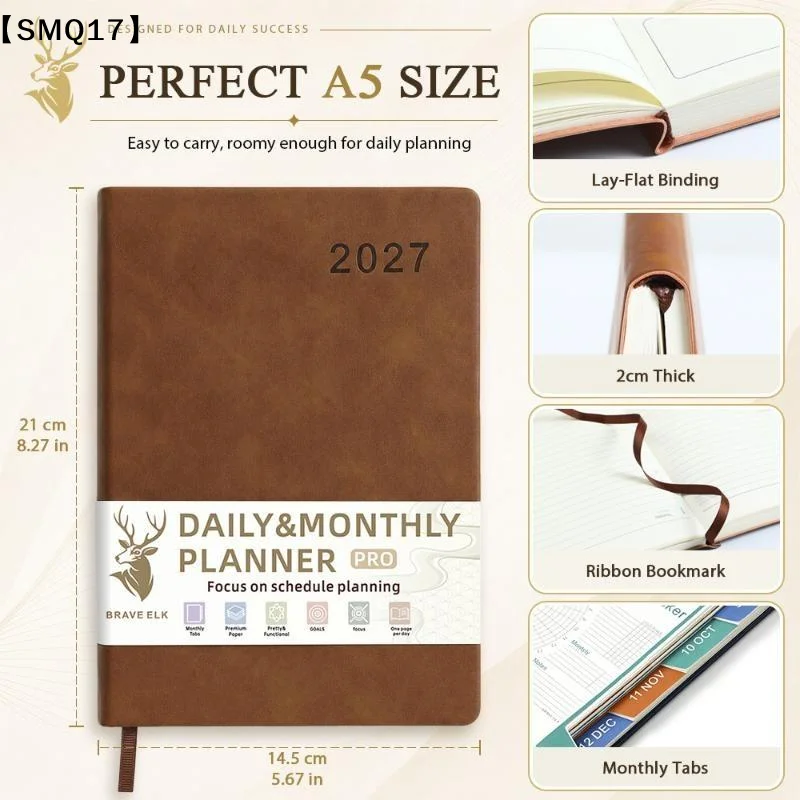 English 2027 Schedule Planner Notepad Wear-resistant Efficiency A5 Agenda Planning Notebook Portable To-do List Notebook【SMQ】