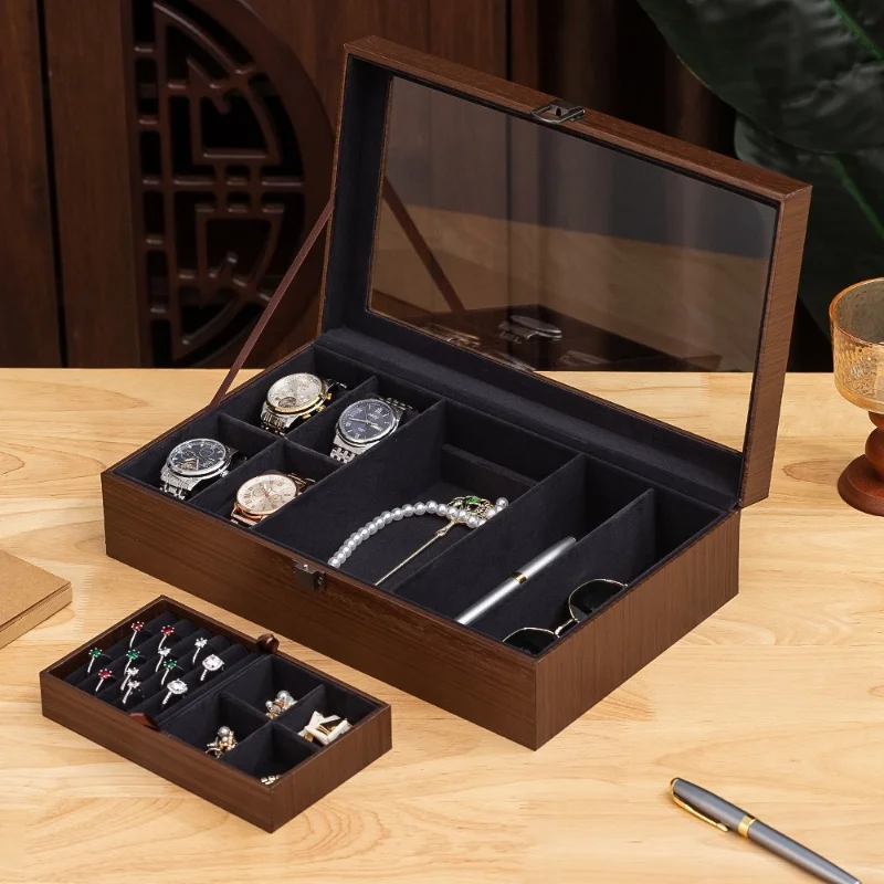 Desktop Watch Storage Box 6/12/24 Slot Wrist Watch Box Portable Watches Storage Case Wooden Watches Jewelry Organizer Boxes