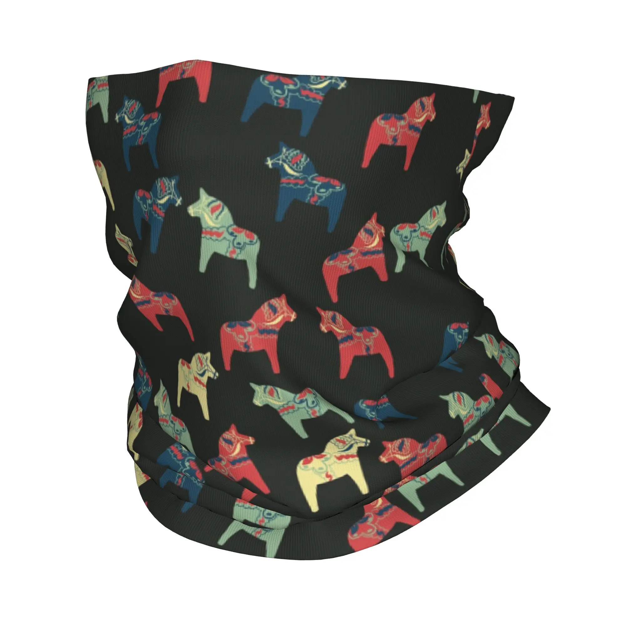 

Swedish dala horses pattern Bandana Neck Gaiter Printed Wrap Scarf Multifunction Balaclava Outdoor Sports Unisex Adult