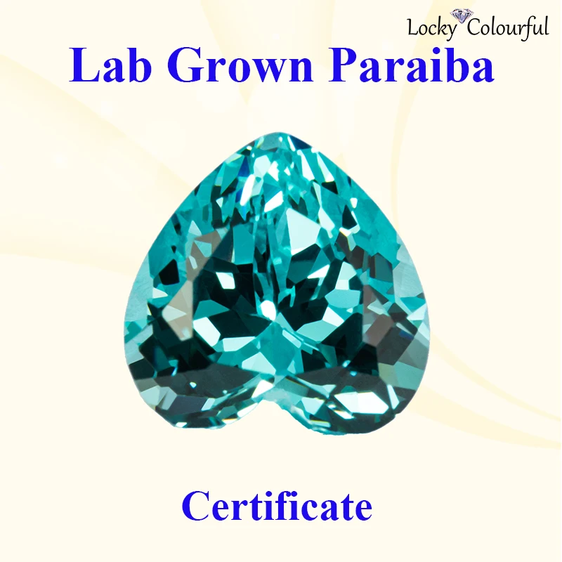 

Lab Grown Paraiba Top Quality Heart Shape Selectable AGL Certificate Charm Beads for Diy Jewelry Making Bracelet Materials