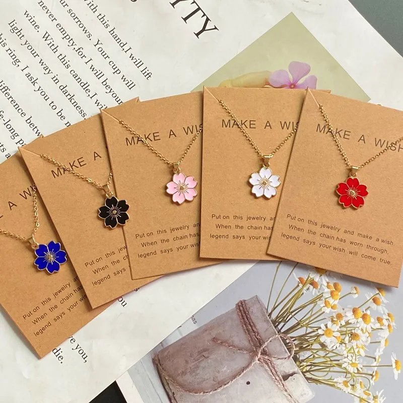 Flower Necklace for Girl Summer Fashion Cute Lovely Choker Necklace Golden Color Link Chain Statement Jewelry Wholesale