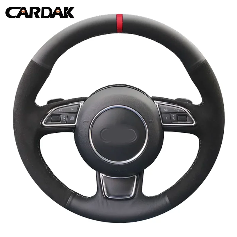 CARDAK Leather car steering wheel Cover For Audi A3 A4 A5 A6 A7 Allroad RS 7 2014 2015 S6 S7 2013-2018 S8/Steering-Wheel Braid