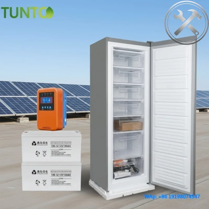 

Dual Power AC/DC 24V 198L 255L Solar Upright Freezer Ice Maker 70kg/Day Ice Block Machine for Dominica