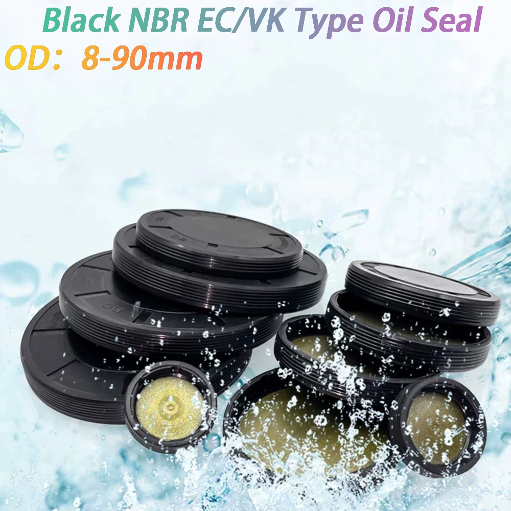 1-2Pcs OD 8/15/16/20/30-90mm Black NBR EC/VK Type Oil Seal Nitrile Rubber End Cap Cover Plug Seal Reducer Shaft Retarder Oil Cap