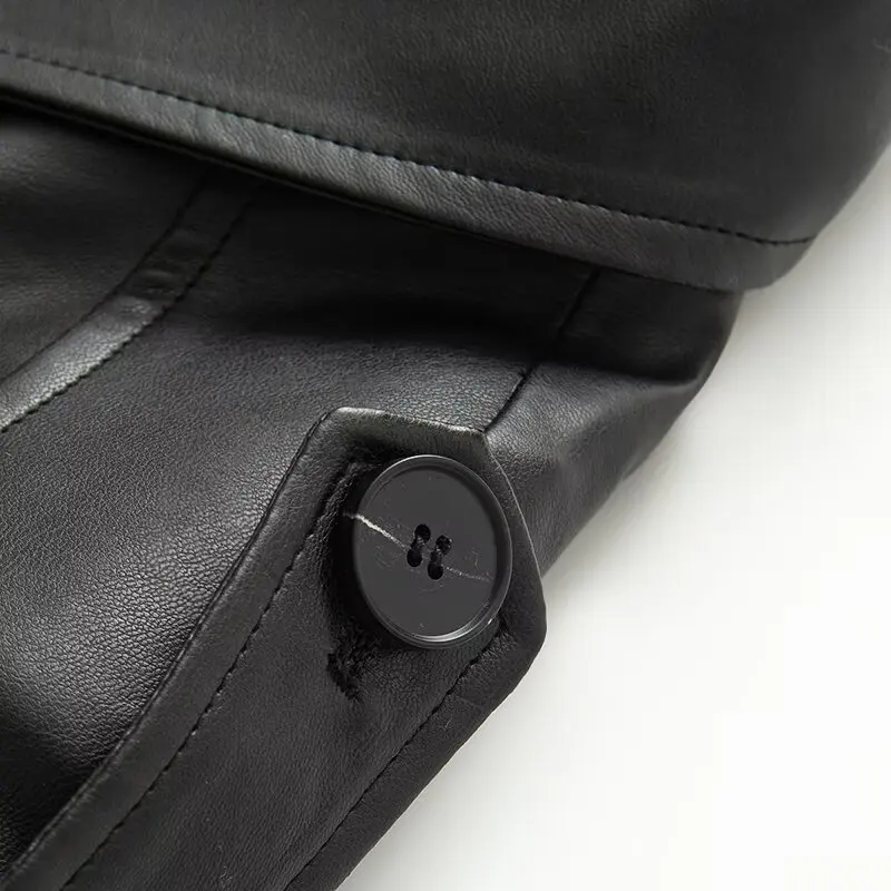 JNLEAOG Autunno New Faionable Donna Ort Long Sve Giacca a vento in ecopelle Design Versatile Cappotto in poliestere con vestibilità alla coreana